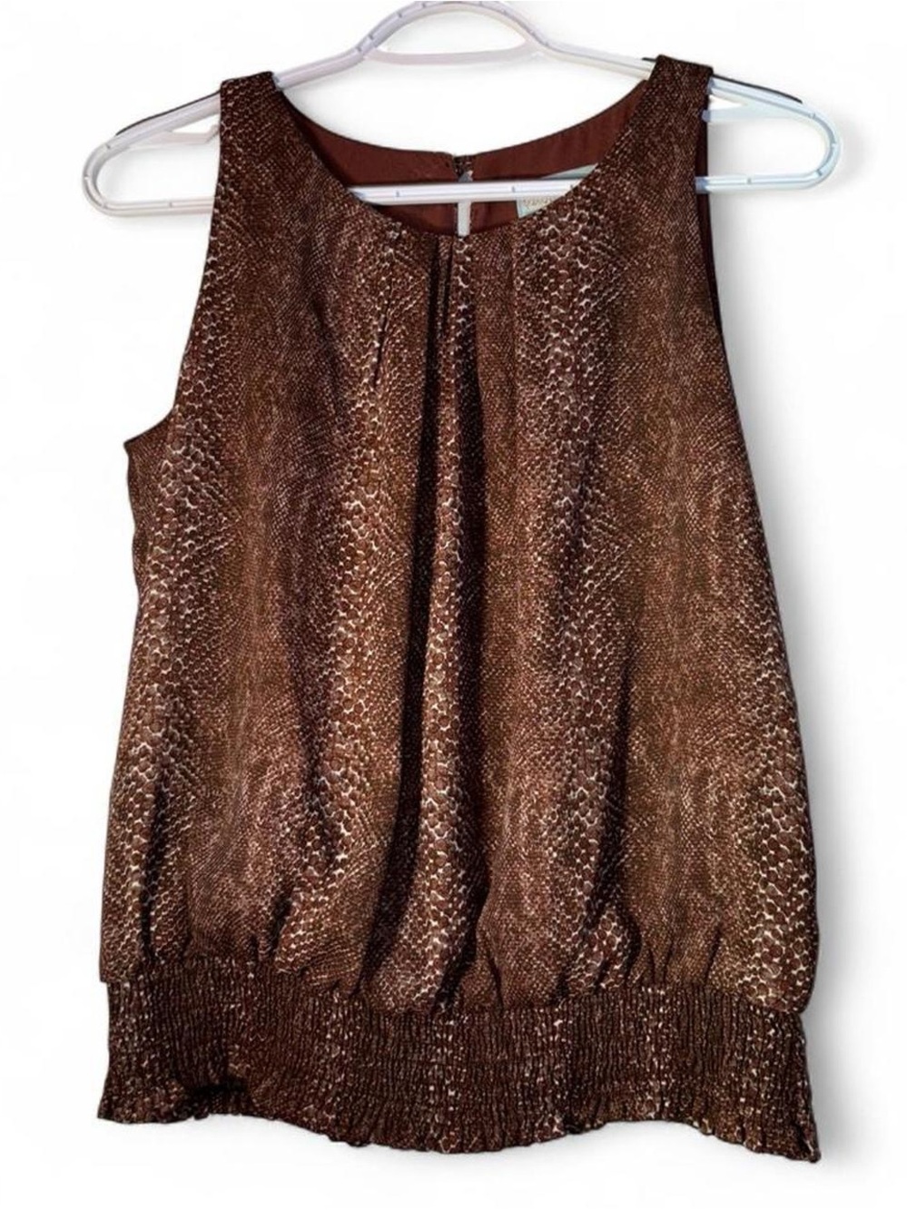 Veronica M Brown Textured Sleeveless Blouson Tank